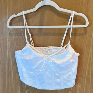 La Hearts Blue and White Bustier Crop Camisole